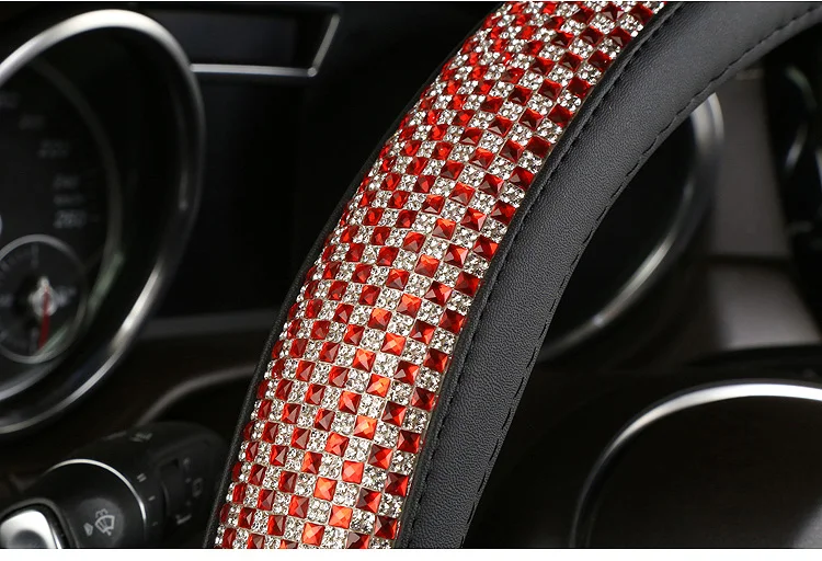 Новые роскошные хрустальные Чехлы рулевого колеса автомобиля для женщин девушек кожаные Стразы покрытые рулевым колесом аксессуары для интерьера