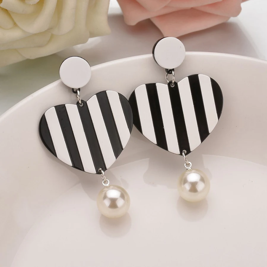 Asach Гипербола пятно в полоску с сердцем персикового цвета кулон серьги Висячие