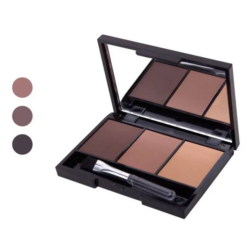 New Professional Kit 3 Color Eyebrow Powder Shadow Palette Enhancer with Ended Brushes | Красота и здоровье