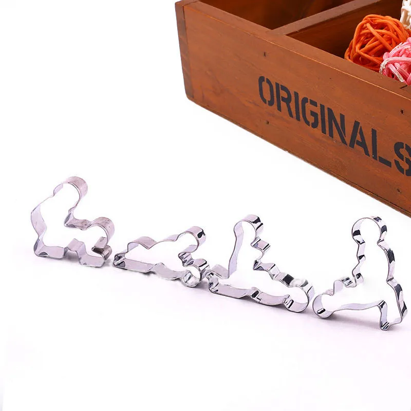 4 шт./компл. 3D резак для печенья форма Сексуальная осанка Нержавеющая Сталь Штамп