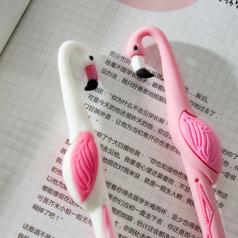 Милые Креативные Мультяшные Фламинго нейтральная ручка Kawaii силикагелевые ручки для девушек, студентов, офиса, школы, канцелярские принадлежности для детей, подарок