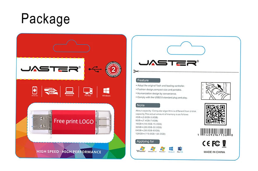 JASTER type C флеш-накопитель USB 3,0 Флешка для type-C Mobile/PC 128 Гб 64 ГБ 32 ГБ 16 ГБ высокоскоростная карта Micro USB