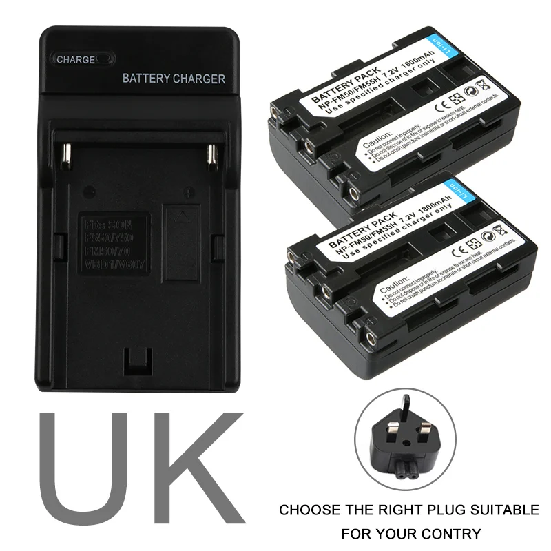 charger and 2battery Ruigpro NP-FM50 NP FM50 FM55H батарейный блок для sony NP-FM51 NP-FM30 NP-FM55H DCR-PC101 A100 серии DSLR-A100 - Цвет: charger and 2battery