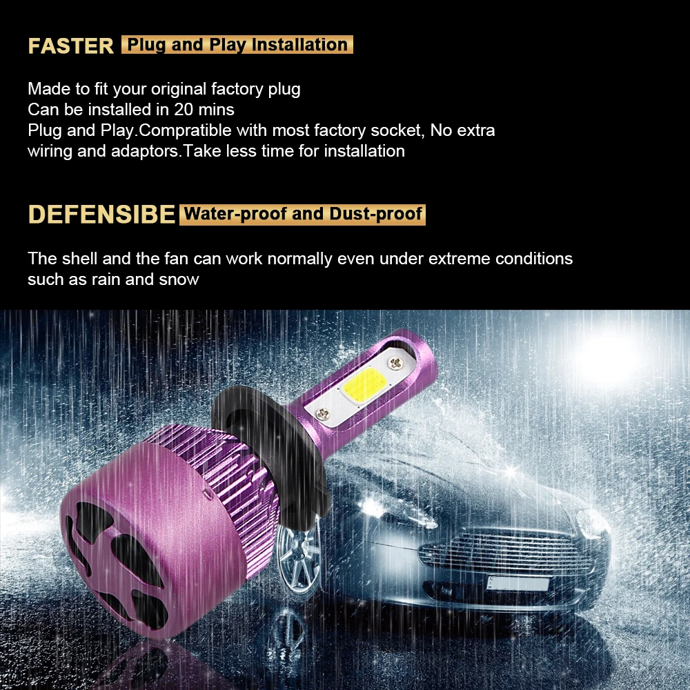 AOTOINK H1 H4 HB2 H7 светодиодный H11 Автомобильные фары 9006 HB3 9005 светодиодный лампы автомобильная Противо-Туманная фара H3 880 881 H27 9012 6500 к EJ