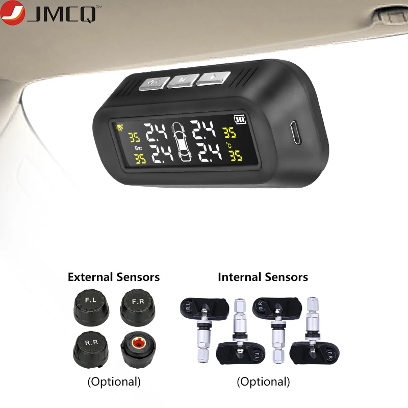 JMCQ Солнечная TPMS Автомобильная сигнализация давления в шинах монитор система