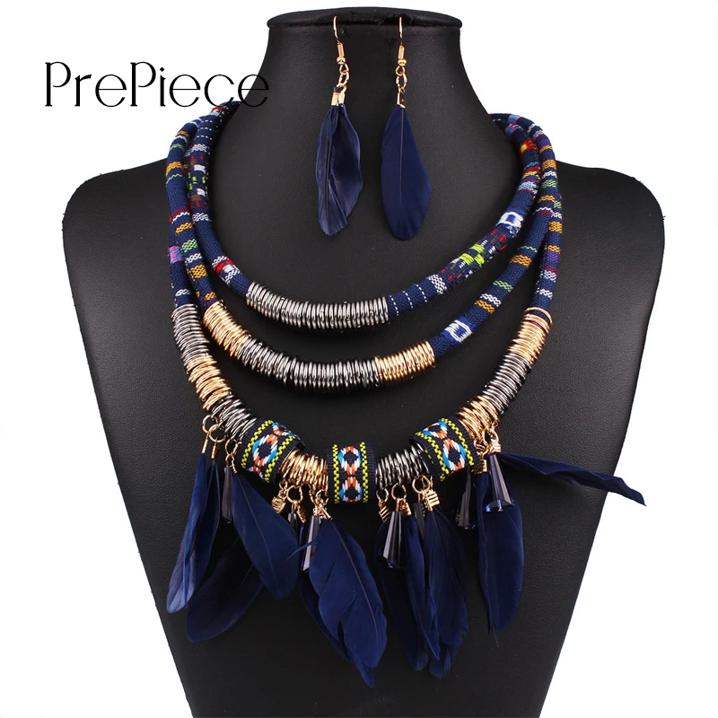 Prepiece Мода модные 3 цвета роскошные многослойный сплав Перо кисточкой Цепочки и