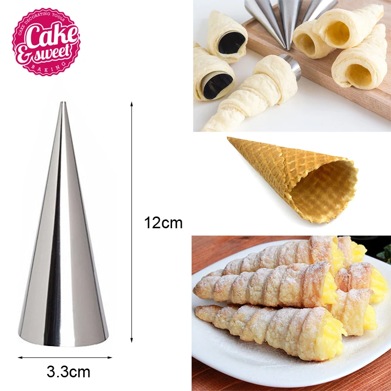 

12Pcs/Set Stainless Steel Spiral Croissant Tubes Horn Moulds Conical Tube Cone Pastry Roll Molds Croissants DIY Baking Tools