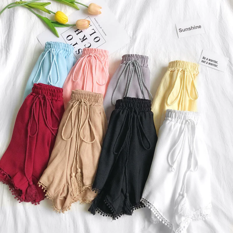 Шифоновые шорты женские летние новые стильные модные Винтажные эластичные