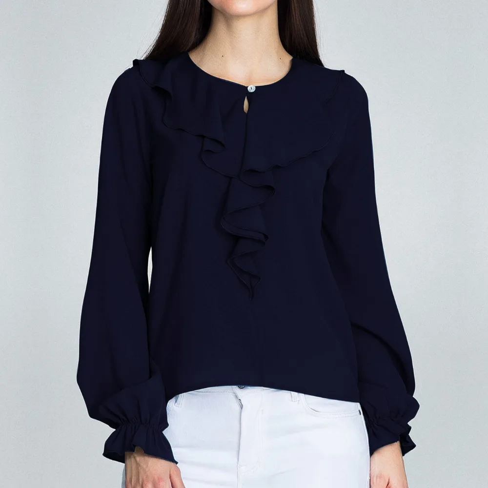 

Summer Chiffon Blouses Women's Shirts Black Tops Ruffled Collar Long Butterfly Sleeve Thin Sexy Female Blusas Plus Size S-3XL