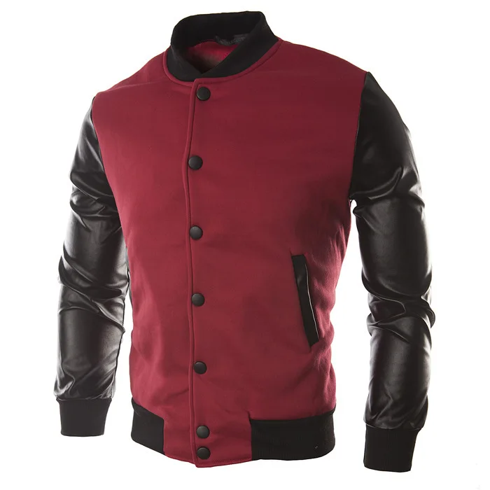 

Stitching PU PiWei baseball uniform colored men coat