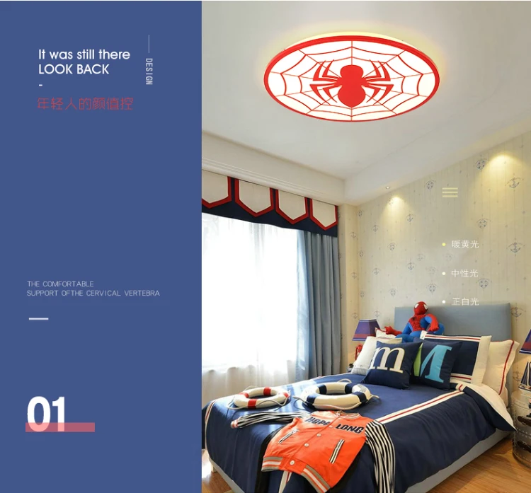 Человек-паук красного цвета современные светодиодные потолочные лампы deco chambre garcon avize с пультом дистанционного управления plafondlamp светильник для детской комнаты лампа