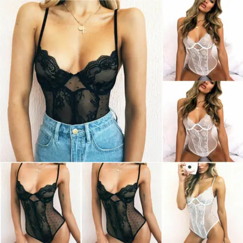 HIRIGIN женское сексуальное нижнее белье Тедди Babydoll пуш ап Кружевное боди стринги