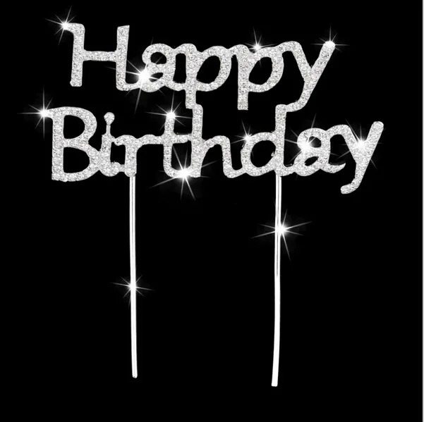 Сплав с кристаллами Топпер для торта С Днем Рождения имитация золотого и