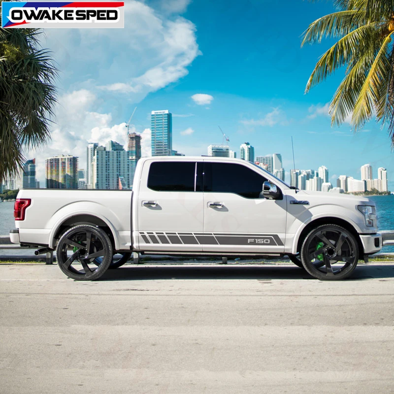 Спортивные полосы наклейки на боковую дверь автомобиля юбку для Ford F 150 Tremor Raptor R