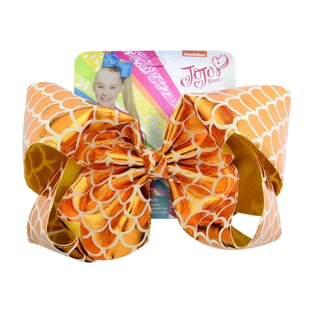 New 8 Inch Mermaid Fish Scale Jo Bows with Siwa's Cardboard Hairpin Clips Hair Claws Handmade Accessories For Girls Kids | Детская