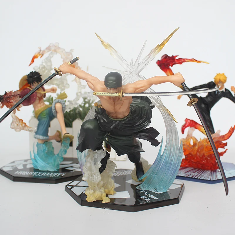 Аниме One Piece Monkey D Luffy Roronoa Zoro Sanji Battle Ver. ПВХ экшн-фигурка 16-18 см | Игрушки и хобби