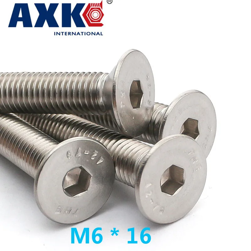 Крепежный круглый болт Axk 15 шт. M6 * 16 аутентичный 304 нержавеющая сталь с потайной