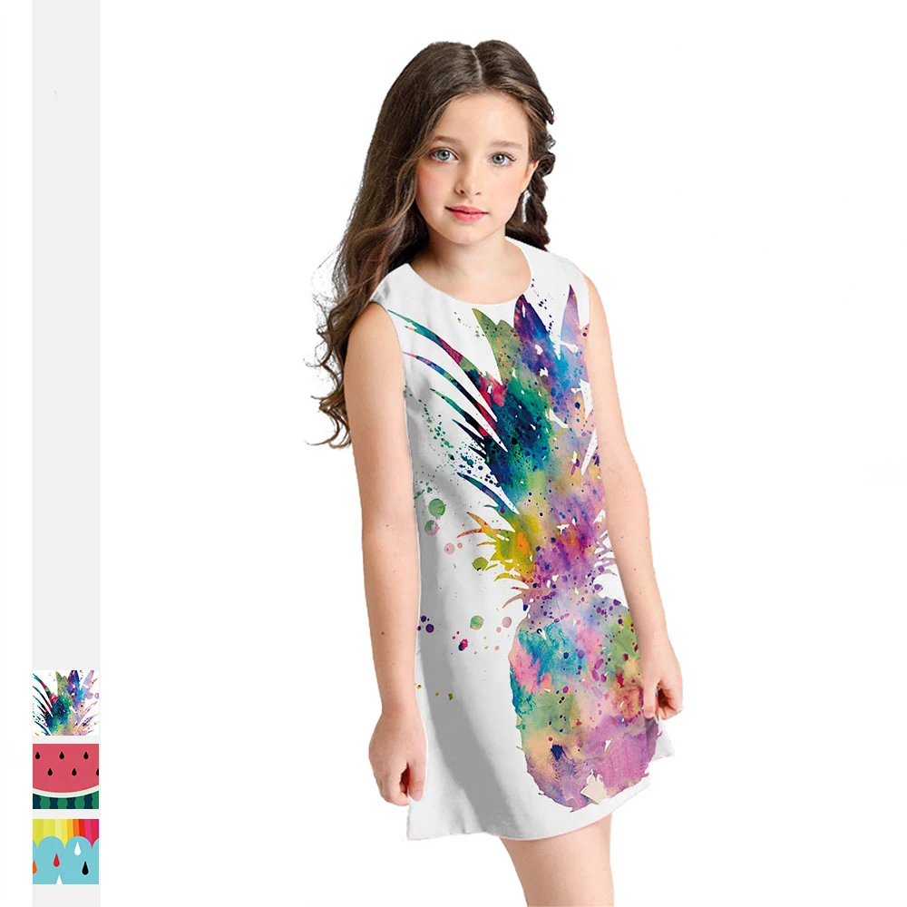 Летнее платье для маленьких девочек без рукавов Крутое платье-комбинация с