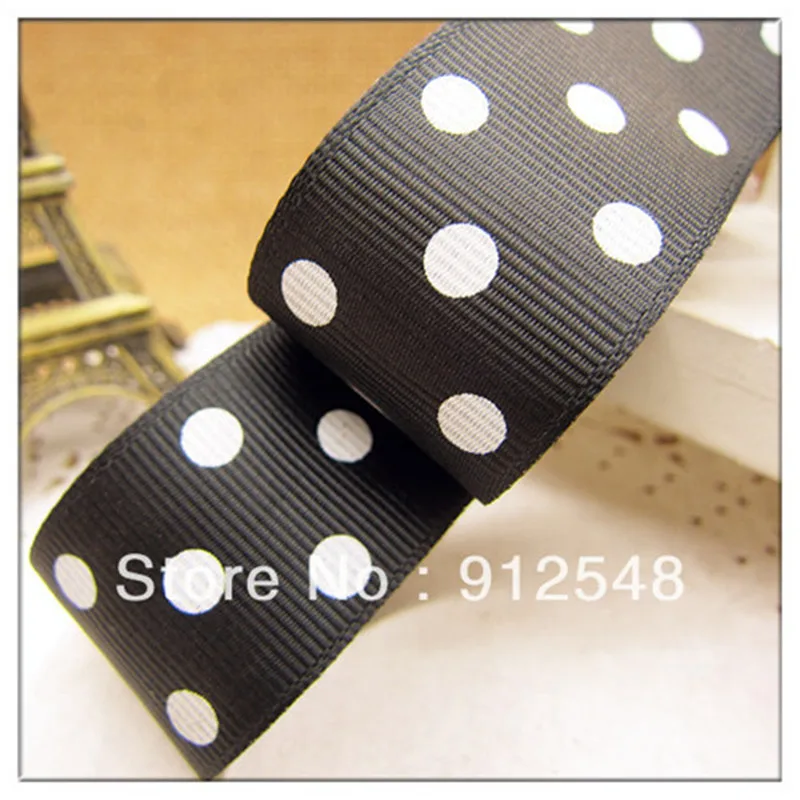 YJHSMY 1 &quot(25 мм) 5 ярдов/lot Grosgrain в бант с принтом горошек белыми точками DIY аксессуары