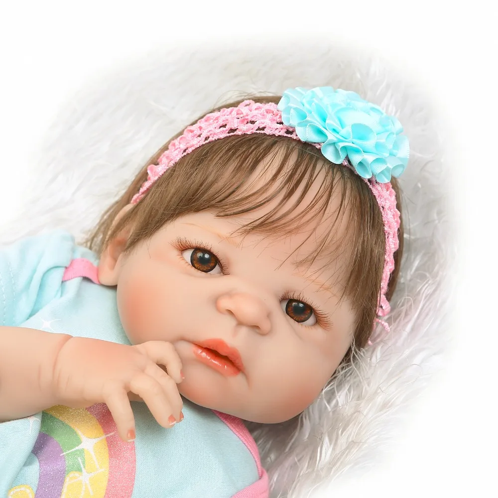 Bebe Reborn Menina 55 см силиконовая кукла для новорожденных девочек с голубыми глазами
