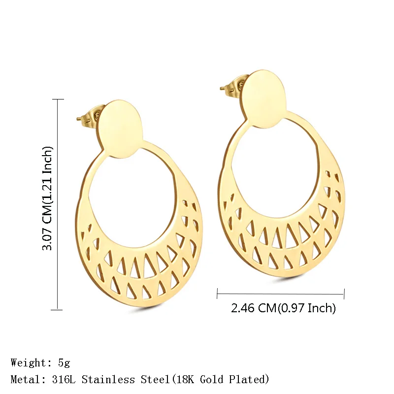 Женские круглые серьги из нержавеющей стали золотистого цвета 2020|fashion stud earrings|stud