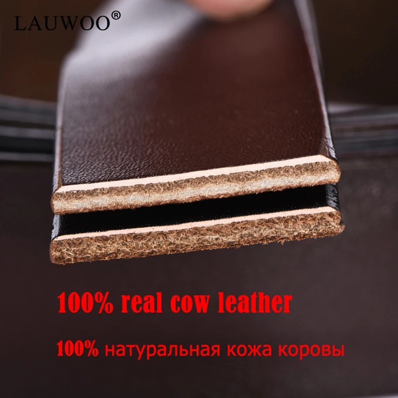 Мужской кожаный ремень LAUWOO роскошный из натуральной кожи с пряжкой широкий