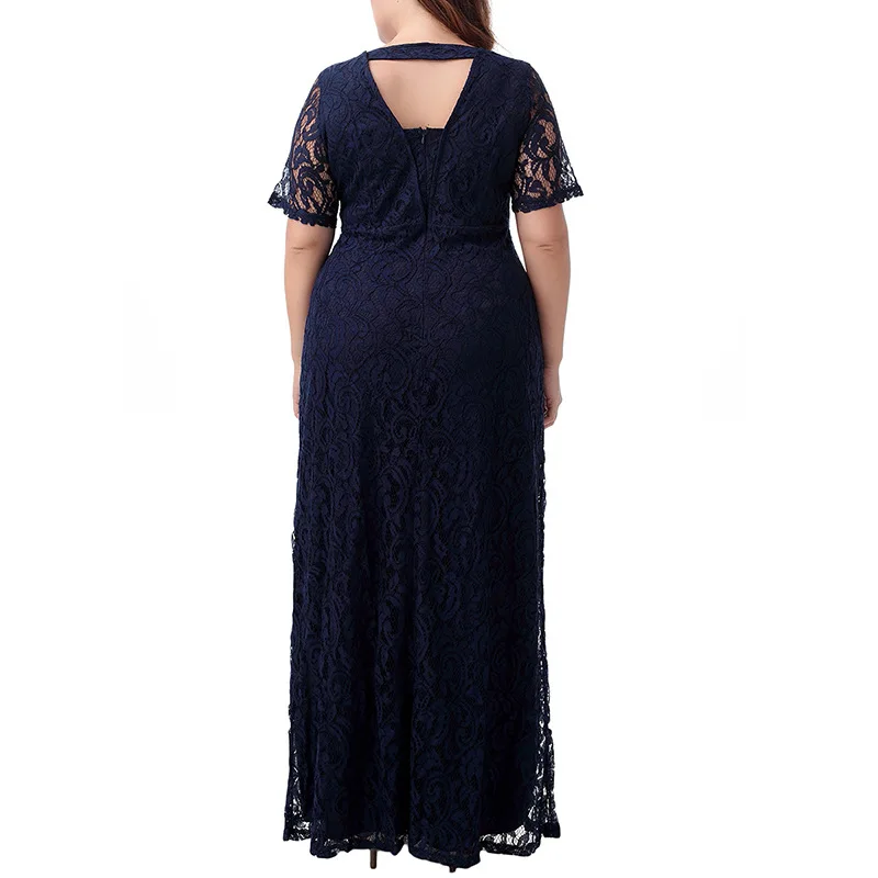 2XL-9XL вечернее платье плюс размер женское длинное черное кружевное Элегантное