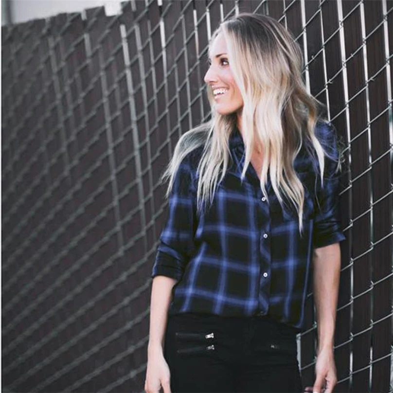 New Brand 2018 Plus Size Women Blouse Shirt Casual Loose Clothing Punk Style Big Plaid S-XL #NNTW |