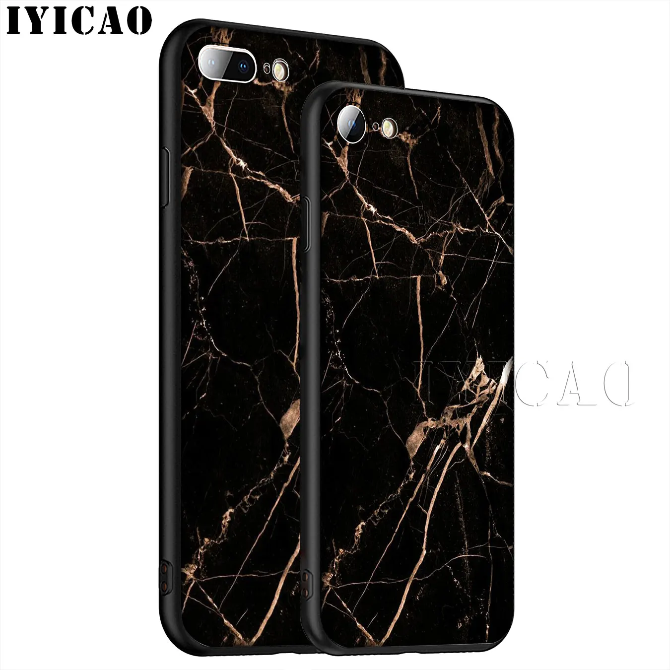 IYICAO Gold black white Marble Soft Silicone Phone Case for iPhone XR X XS 11 Pro Max 6 6S 7 8 Plus 5 5S SE TPU Black Cover |