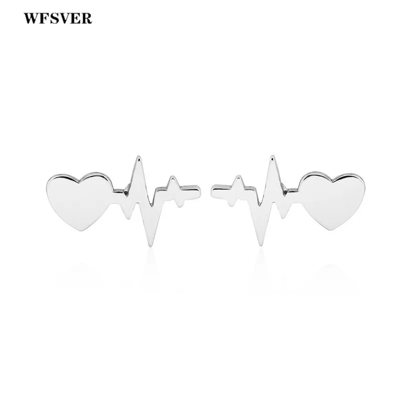 WFSVER женские мужские сережки гвоздики из нержавеющей стали в форме сердца