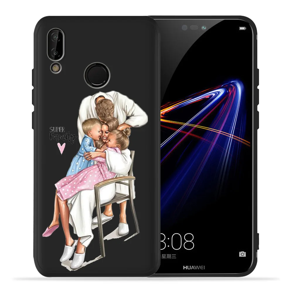 Для Huawei honor 8 lite чехол для телефона мамы и дочки Черный силиконовый из ТПУ 8C 8X 9 Lite 10