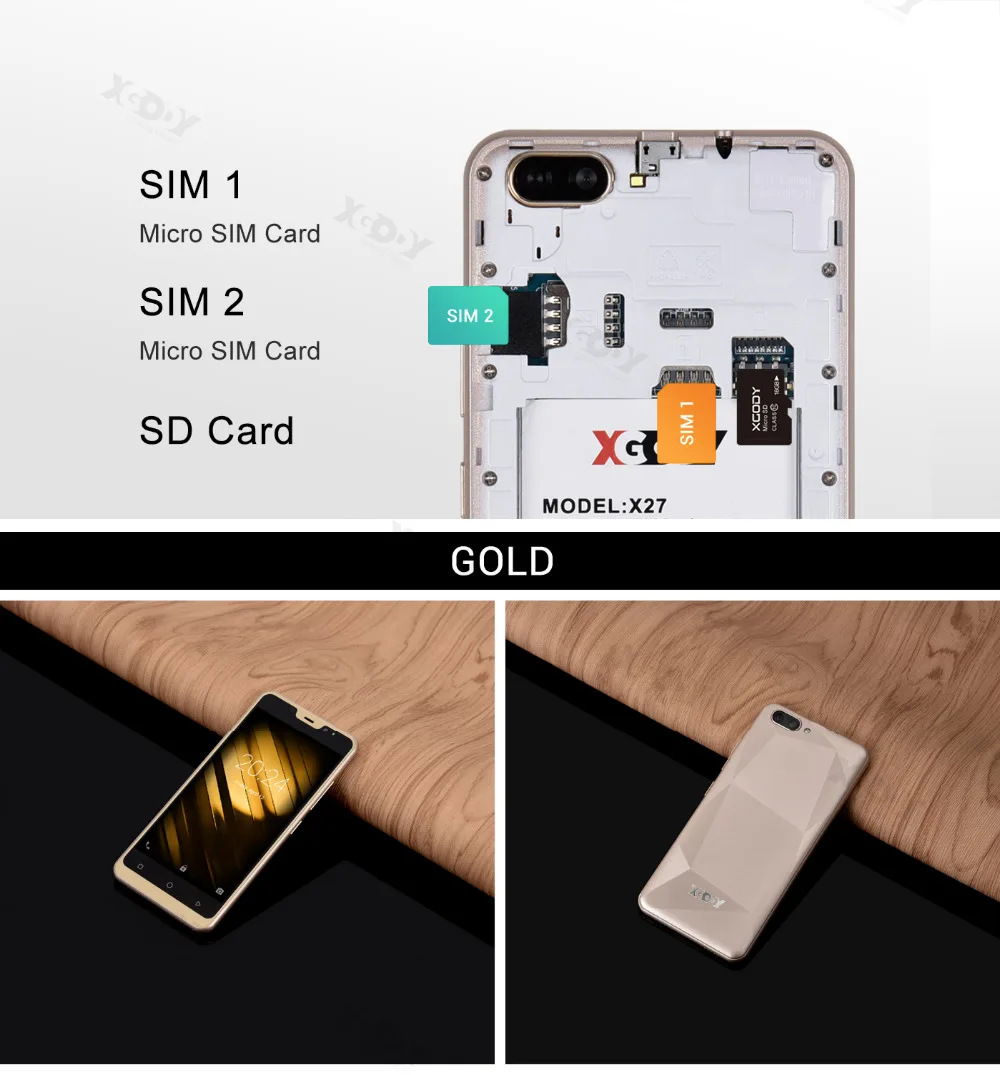 Xgody X27 смартфон 3g WCDMA Android 9,0 четырехъядерный MTK6580 5," экран 1 Гб ОЗУ 16 Гб ПЗУ две камеры мобильный телефон