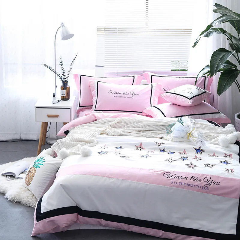 Постельные принадлежности Цветочная вышивка 100% Египетский хлопок