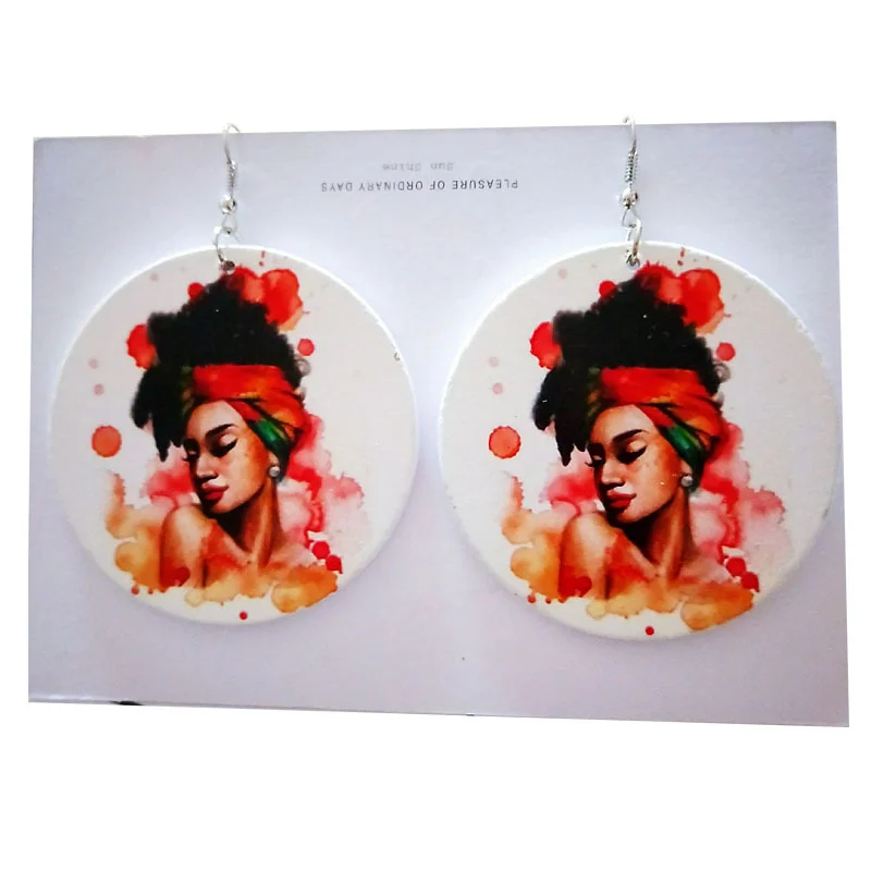 THRWELL Geometric Printing Temperament Personality Trend Exaggeration of Ethnic Style Ear Jewelry | Украшения и аксессуары