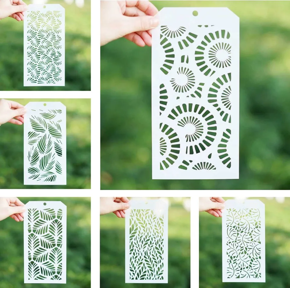 6 PCS DIY Craft Poppy Tropical Leaf Stencil for Scrapbooking Stamping Album Crafts Decorative Paper Cards | Дом и сад