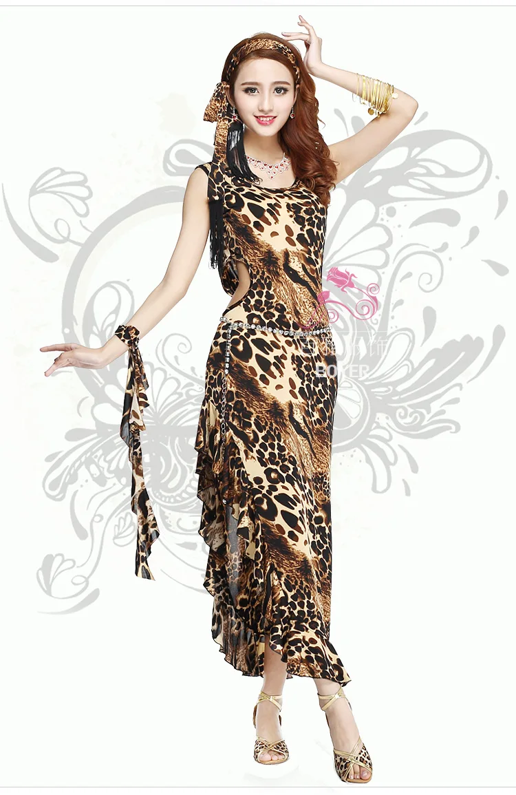 Сексуальное леопардовое платье с открытой спиной для танца живота Индийский