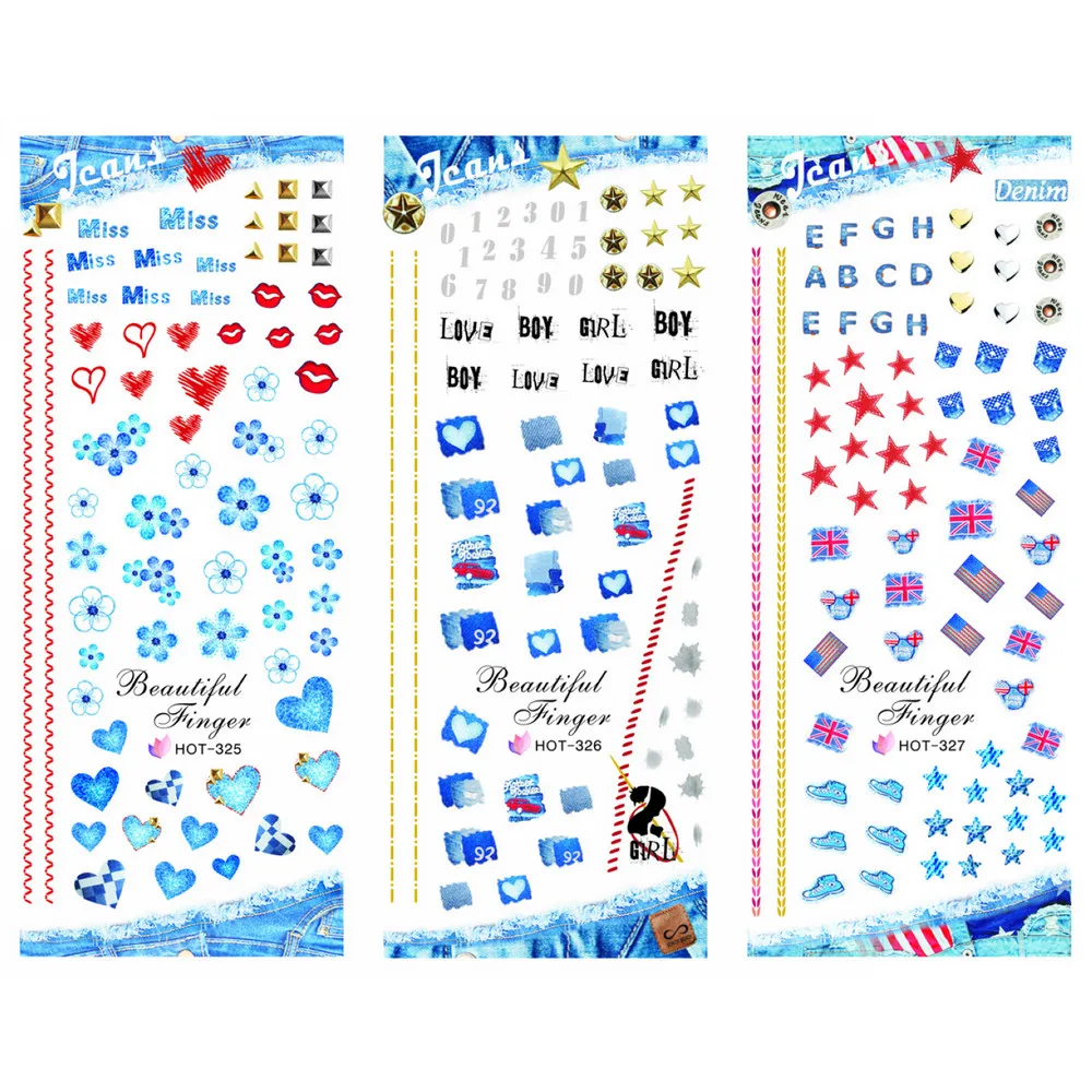 

3 PACKS / LOT FLOWER NUMBER SWEET HEART NAIL CROSS TATTOOS STICKER WATER DECAL NAIL ART HOT325-327