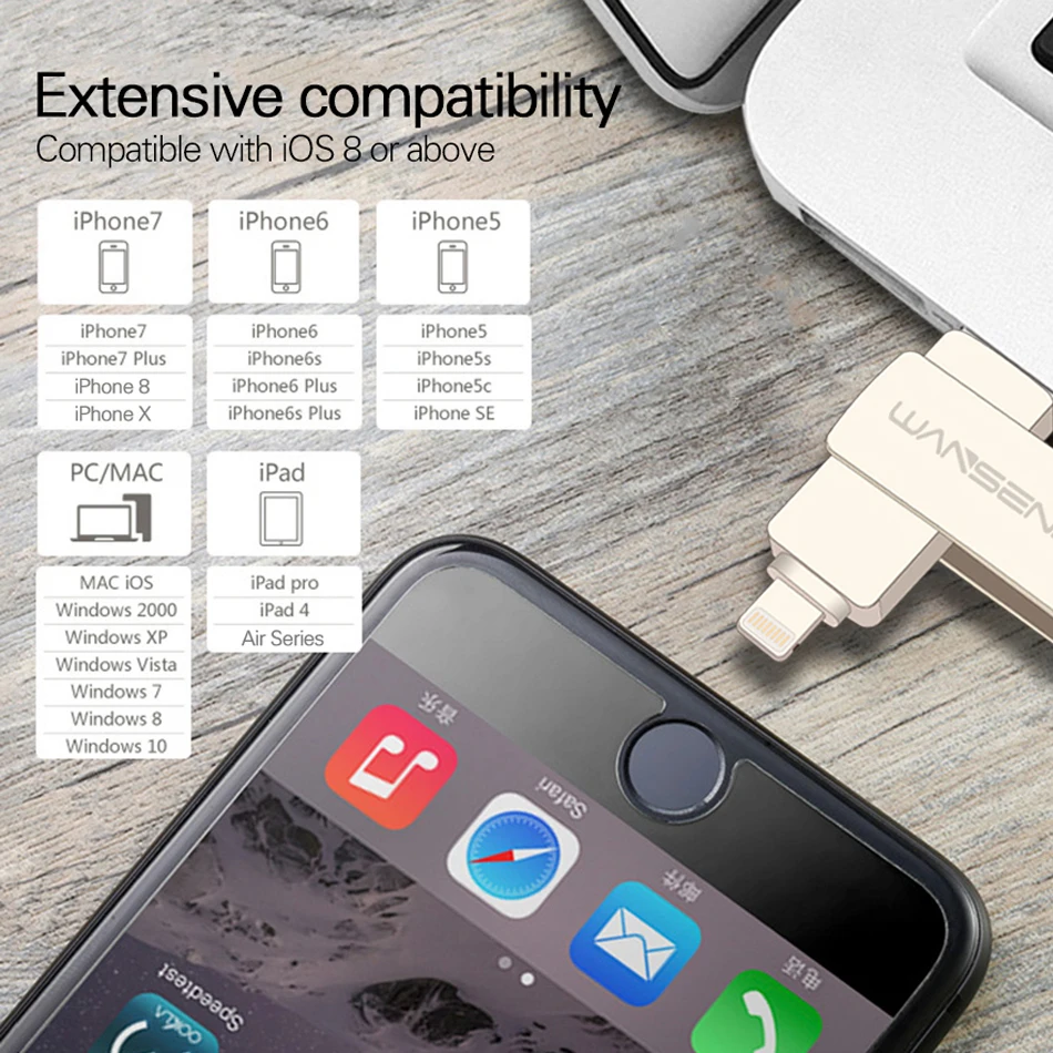WANSENDA OTG Usb флеш накопитель 8 ГБ 16 32 64 128 USB 3 0|USB флэш-накопители| |