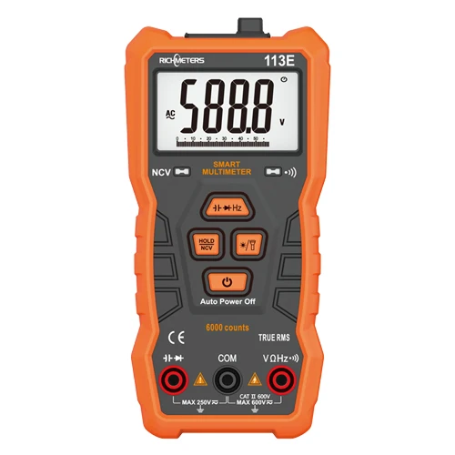 113E Without Magnet RICHMETERS RM113D НТС Цифровой мультиметр 6000 отсчетов Авто начиная AC/DC Напряжение метр Flash light подсветкой большой экран - Цвет: 113E Without Magnet