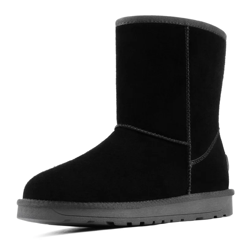 2018 Women's Winter Cow leather Snow Boots Australia Classic Plush Warm For Women Brand Mid-Calf Shoes 5825 | Обувь