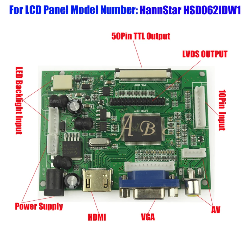 Плата контроллера монитора HDMI VGA 2AV 50PIN TTL для Raspberry PI 2 HannStar HSD062IDW1 6 &quot800x480 TFT ЖК