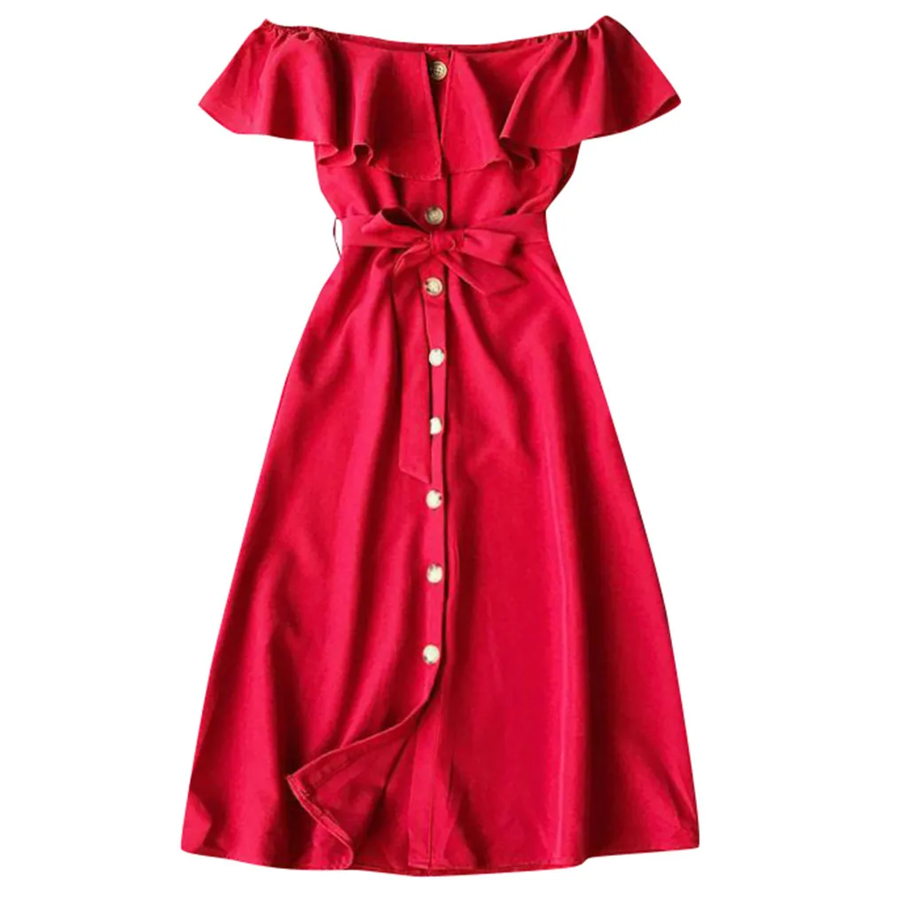 D Vestido Blanco Largo Fiesta летнее платье XL женские летние повседневные платья с открытыми плечами и пуговицами для вечеринок свободное платье Z4 - Цвет: D