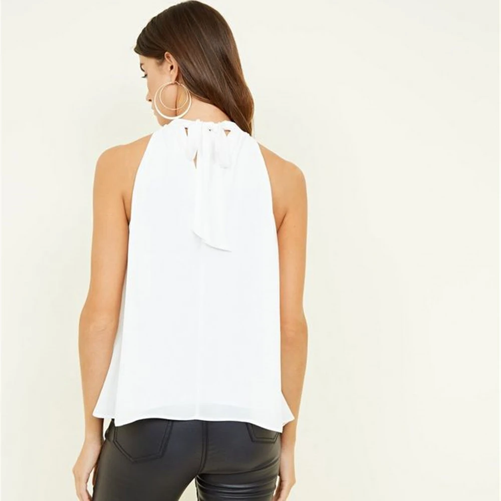 

2019 women's shirts fashion solid color sleeveless halter neck women's shirt loose women's casual shirt 4XL 5XL 6XLwomen's shirt