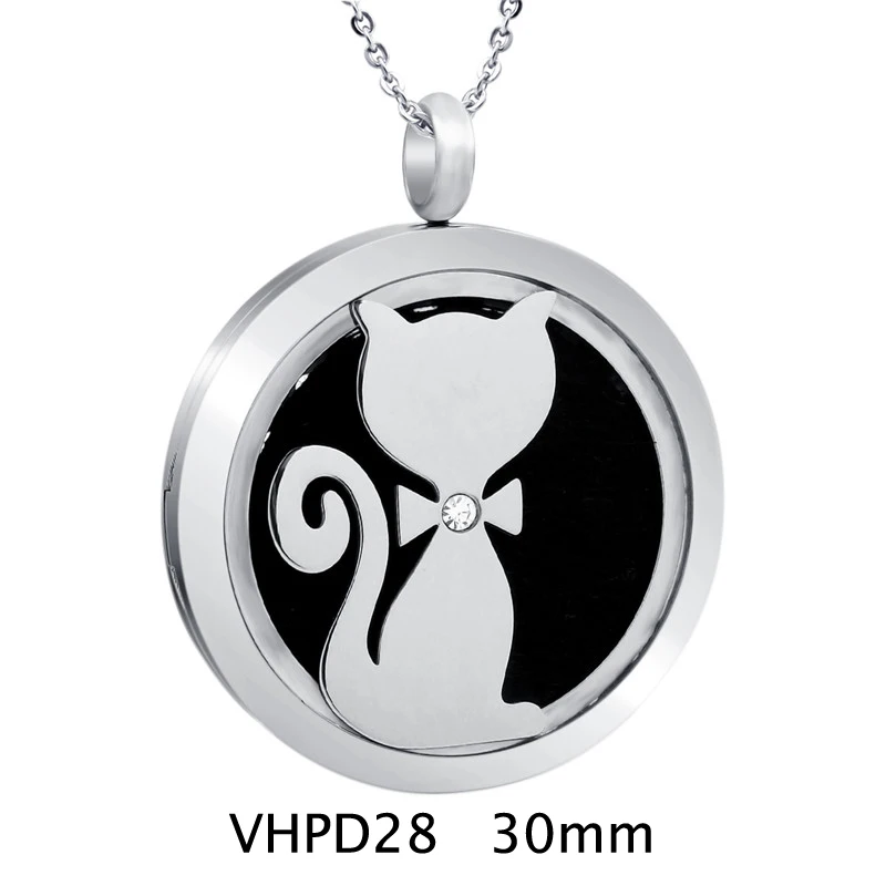 30mm VHPD28 Сердце с кристаллами ароматерапия медальон Подвески эфирные масла нержавеющая сталь диффузор духи медальон с подушечками Прямая поставка - Окраска металла: 30mm VHPD28