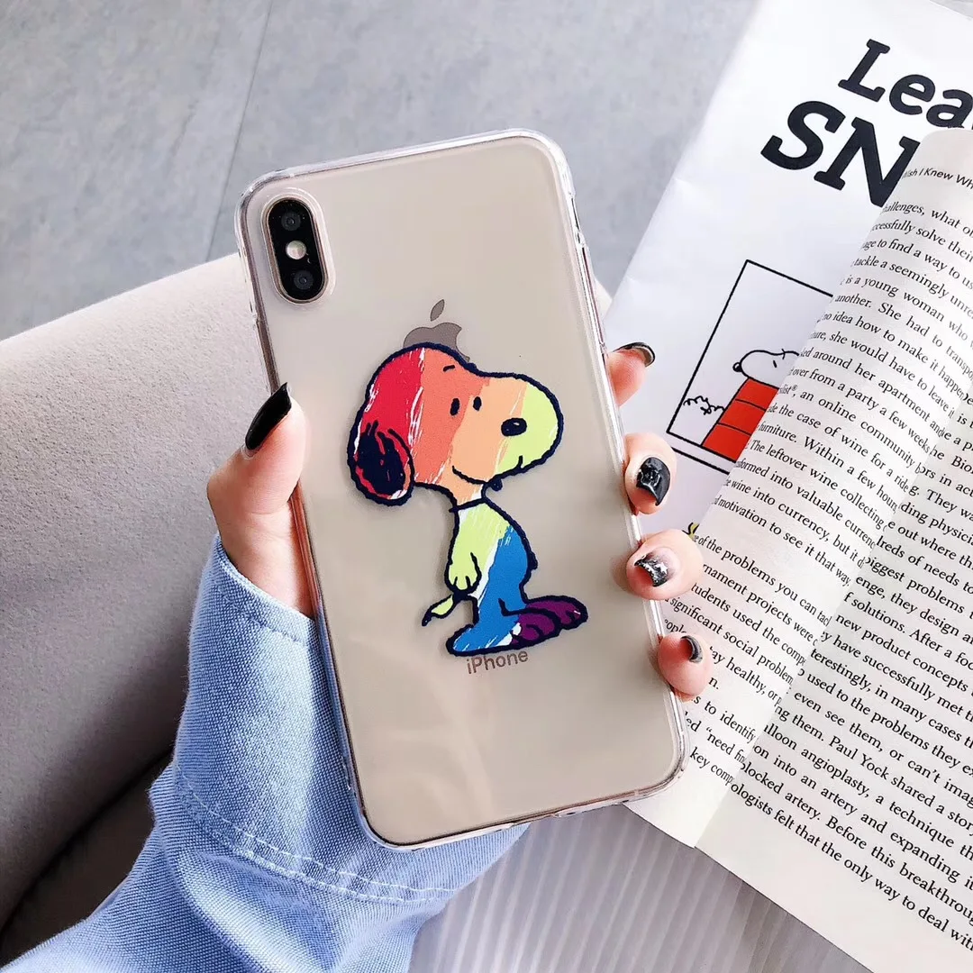 Прозрачные милые Мультяшные разрисованные Чехлы для телефона Snoopy iphone 6 6s 7 8 plus X XR