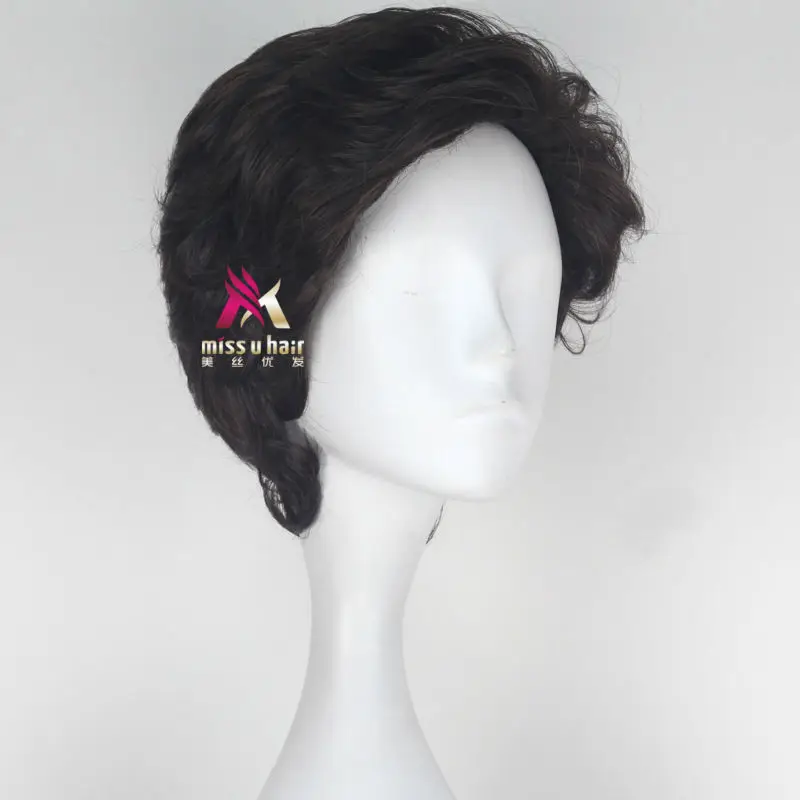 Парик для косплея по мотивам фильма Miss U Hair мужчин короткий волнистый каштановый