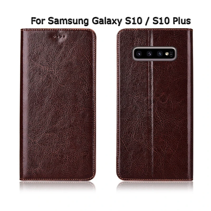Чехол из натуральной коровьей кожи для samsung Galaxy S8, S9, S10 Plus, S10e Lite, S8+, S9+, S10+ Магнитный чехол, подставка, флип, ретро чехол для телефона