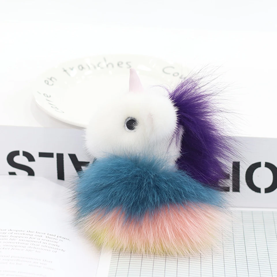 Брелок из меха норки и лисы помпоны натурального Большие меховые шарики лисьего