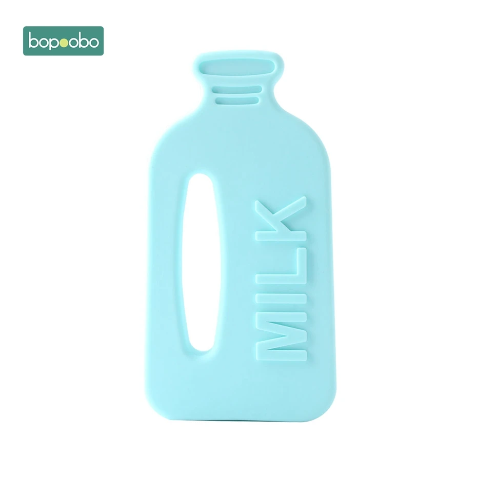 Blue Milk Bottle Bopobo силиконовый Прорезыватель для зубов, 1 шт., без бисфенола, бутылочка для молока, подарок на год, Прорезыватель для зубов из пищевого силикона, очаровательный Прорезыватель для зубов - Цвет: Blue Milk Bottle