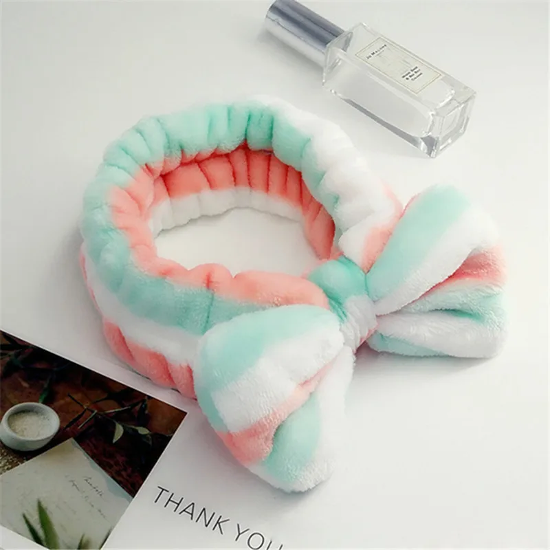 green headband Милая мягкая бархатная повязка на голову для девушек с бантом, в горошек, в полоску, повязка на голову для женщин, модная повязка на голову, аксессуары для волос - Цвет: green headband